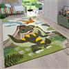 Paco Home Tappeto per cameretta per bambini a pelo corto con animali e motivi tropicali, Dimensione:160x230 cm, Colore:Verde 4