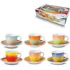 ARCA, Set di 6 Tazzine da Caffè con Piattino, Realizzate in Porcellana, Particolari e Colorate, Lavabili in Lavastoviglie, Collezione Tavola a Colori, 11x6 cm, 90 ml