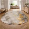 Taidianolp Tappeto Ovale Salotto Moderno Pelo Corto,Astratto moderno grigio, bianco, giallo, 120 x 200 cm,Decorazioni Grande Soggiorno, Camera da Letto,