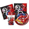 WOOPARTY Kit Compleanno Tavola Spiderman 16 Persone (52 Pezzi: 16 Piatti 18cm, 16 Bicchieri 200ml, 20 tovaglioli) in Carta