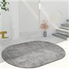 Rururug Tappeti Ovale Soggiorno Moderni Pelo Corto, Grigio Tappeto Soggiorno Cameretta Divano Corridoio Sala Pranzo 70 x 100 cm