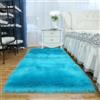 Tomifine Faux Tappeto di Pelle di Pecora, Lana Agnello Imitazione Tappeti Pelliccia Sintetica Decorativa, Adatto per Tappeto per Soggiorno, Tappetino per il Letto (80 x 180 cm,Blu)