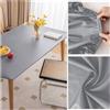 ADTEMP Copritavolo da Tavolo in Ecopelle con Bordo Elastico, Tovaglia Pelle Rettangolare Impermeabile Antimacchia Antiscivolo, Tappetino Protezione per Tavolo da Esterno, Patio, Cucina, Pranzo(90x120cm,Gray)