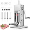 LEEVOT Insaccatrice per Salsicce 3L/7Lb, Acciaio Inossidabile 304, Macchina per Salsicce Regolabile a 2 Velocità, 4 Tubetti di Riempimento (Argento)