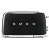 Smeg, Tostapane 2x4 TSF02BLEU, 2 Scomparti da 36mm, 6 Livelli di Doratura, Funzione Riscaldamento, Scongelamento e Bagel, Espulsione Automatica del Pane, Cassetto Raccoglibriciole, 1500W, Nero