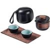 Dltsli Set di mini teiera da viaggio in ceramica cinese per kung fu, 1 pentola, 2 tazze, tazze da tè in porcellana con infusore per tè, borsa portatile per picnic all'aperto (nero)