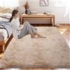 CUIMEI Tappeto a Pelo Lungo Shaggy 80 x 115 cm, Shaggy Pelo Lungo, Antimacchia, Resistente Polyester, Anti Sfilo Multiuso, Lavabile in Lavatrice, Tappeto per Cameretta, Beige