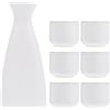 BESTYASH Ceramica Sake Set Brocca Triangolare Bianca e 6 Tazze per Servire Sakè a Casa e Ristorante 7 Pezzi Tradizionali Giapponesi per Caldo e Freddo