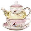 Frefgikty Teiera in ceramica fiore fiore tazza piattino resistente al vaso di vetro set tazza da caffè tè pomeridiano tè set rosa