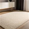 benuta Basic Tappeto salotto a pelo alto Sohari - Crema 133x190 cm - Minimalista - Morbido lavabile - Camera letto, corridoio, sala pranzo, soggiorno - Pavimento riscaldato