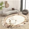LONGSAO Tappeti Casa Salotto Grandi Ovale Antiscivolo Tappeto Pelo Corto Camera Letto Soggiorno Decorazione Domestica Patchwork disordinato ovale marrone e bianco，120 x 160 cm