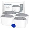 Wessper Cartucce Filtranti per l'acqua dura per Caraffa Filtrante 4 Pezzi, Ricambio per Dafi Unimax Aquaphor A5 BRITA Maxtra+ PHILIPS AWP212/10 | Filtraggio dell'acqua per Ridurre il Calcare il Cloro