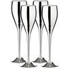 EDZARD Set 4 Flute da spumante Dodo (200 ml), placcati in argento | ottone, lucidi a specchio, bicchieri in cristallo, calici, per la tavola delle feste, decorazione casa, idea regalo