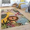 Paco Home Tappeto Bambini Cameretta Moderno Motivo Con Animale Giungla Beige Marrone Verde, Dimensione:120x170 cm
