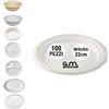 G.M. DISTRIBUZIONE 100 Piatti Rotondi Piani in Polpa di Cellulosa 22cm, Ideale per Cibi Caldi e Freddi, Piatti Impermeabili e Adatti al Microonde, Biodegradabili e Compostabili