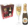 DOR Flute H.20 cm + bottiglia prosecco D.O.C. 20 cl con scatola gift - decorazioni per feste (80 anni)