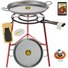 COMBOI - Kit padella per paella e bruciatore a gas butano da 50 cm, padella 60 cm + padella 42 cm, regolatore del gas, tubo, supporto con gambe rinforzate, livella, grembiule, ricette per paella.