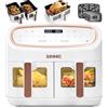 Duronic AF34 WE Friggitrice ad Aria extra grande, Air Fryer 2400W, 2 cestelli da 5L e 1 Cestello da 10L, Senza olio 10in1, Friggitrice ad aria calda con finestra di controllo
