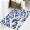 FSDGY Tappetino Antiscivolo per Il Bagno,Soffice Tappeto da Bagno in Microfibra,Assorbente,onda senza soluzione di continuità blu scuro,60x90 cm