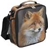 SEEKJOYS Borsa per il pranzo con ritratto di volpe rossa con tracolla e tasche in rete, per il pranzo, riutilizzabile, isolata, per donne, uomini, ufficio, scuola, picnic, ecc