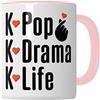 Pagma Druck K-Pop - Tazza da caffè con scritta in lingua inglese Humor, idea regalo per fan di Kpop, coreano pop (bianco e rosa)