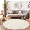 SIMPEX tappeto shaggy rotondo color crema 200 cm a pelo lungo moderno tinta unita come elemento centrale d'arredo elegante e accogliente
