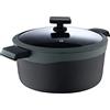 MasterPro Indigo | 24 cm di diametro di 12 cm di altezza con coperchio | Pentola in alluminio pressofuso antiaderente | Doppio rivestimento antiaderente | Manici Soft Touch | Per tutti i piani cottura