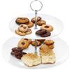 MamboCat Anna Etagere bianco, Ø 27 cm, 2 piani in porcellana per uso quotidiano, compleanni e Natale, elegante supporto per biscotti con 2 ripiani, per cupcake, torte, e Co