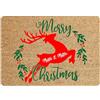 Colorfamily Tappeto Zerbino Natale personalizzato con nome Famiglia Natalizio Merry Christmas Renna Ingresso Casa Regalo Natale 60x40 cm