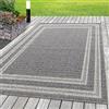 SIMPEX Tappeto Indoor & Outdoor 120x170 cm, robusto e resistente, tessuto piatto con bordura moderna grigio e crema, rettangolare per terrazza, balcone e soggiorno