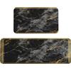 Woshuwo Set di 2 tappeti da cucina in marmo nero oro con bordo dorato antiscivolo tappetino runner tappeto zona lavanderia cucina arredamento