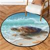 Fabpuro Tappeto rotondo da 0,9 m, lavabile, antiscivolo, per soggiorno, camera da letto, cameretta dei bambini, decorazione per la casa, estate, spiaggia, mare, onde, tartaruga