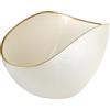 Onlylux Coppa Burano in Vetro Centrifugato Decorato a Mano - Centrotavola Decorativo 28 x 9,5 cm - Coppa in Vetro Artigianale per Arredo Casa - Bianco Perla Filo Oro