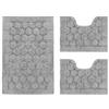 PARAMAISON Tris Bagno 3 Pezzi Soft, Coordinati Design Cerchi Morbido in Cotone Assorbente | Grigio
