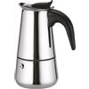 Hominas Caffettiera 9 Tazze, Caffettiera Induzione Macchina per Caffè Espresso Moka Argento con Manico Sagomato per Fornelli e Induzione, 450 Ml