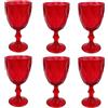 COSE DA CASA Set di 6 Calici Rossi Bicchiere con Piede 34 cl per la tavola di natale Stile Barocco eleganti