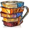Generico Nuovo Painted Book Mug, Tazza di Libri Dipinti, Books Stack Shaped Coffee Cup,Novelty Coffee Mugs Painted Books,Tazza da Scaffale per Biblioteca per Gli Amanti della Letteratura