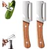 Generico 2 Pcs Multi-Functional Vegetable Peeler with Wooden Handle and Bottle Opener,Stainless Steel Thick & Thin Skin Fruit Peeler,Kitchen Tool for Fruit Apple Potato Pumpkin Papaya sugar cane