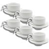 LEONARDO LUXURY HOME DESIGN Set 6 Tazze da Caffè Impilabili con 6 Piattini 6 Coperchi Coordinati Porcellana Finitura Liscia e Raffinata Elegante Idea Regalo (Senza Coperchi)