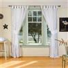 Indian Selections Indo in argento, colore: bianco con bordo velato, Sari Tab Top (in. 43 x 213 cm, con tenda in)