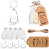 Generic Set di apribottiglie a forma di chiave, 50 pezzi, bomboniere, regalo per ospiti, con etichette di ringraziamento e sacchetti in organza, per feste, baby shower, piedini argentati