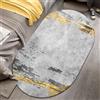 LONGSAO Tappeti Ovale Moderni Pelo Basso Soggiorno, Tappeto Morbido Antiscivolo Lavabile Cameretta Tappetino Semplice inchiostro grigio e lamina d'oro，80 x 120 cm