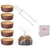 ARCOBALENO PARTY Kit Stampo Panettone Basso 5 Pz da 750 gr + Spillone Panettone + Sacchetti Alimentari 5pz Pirottini Panettone di Carta Ondulata in Pura Cellulosa Resistente al Calore 220°C