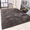 Paco Home Tappeto Shaggy a pelo corto per soggiorno o camera da letto in diversi design, colori e misure, Dimensione:120x170 cm, Colore:Grigio 3