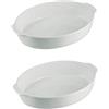 FOFO' SET DI 2 PIROFILA OVALE,PIATTO IN CERAMICA DA FORNO FORMATO MEDIO Cm.24x14,5x5