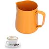 HERCHR Bricco Latte professionale, 400 ml Brocca per schiuma in acciaio inox, Macchiato Cappuccino Latte Art Making brocca in coppetta, Montalatte Latte, per la cucina di casa(arancia)