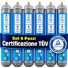 Swan - Bombole CO2 600g per Gasatore - Set Risparmio 6 Pezzi - E290 Alimentare M11x1 - Fino a 120L per Bombola - Compatibile Universale - Certificata TUV