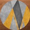 Rururug Tappeto Rotondo, Salotto Camera da Letto, Decorativi parquet e tavolo o studio di casa,Giallo oro, giallo ocra, nero grigio bianco Design geometrico moderno,Yellow,Round ø 90 cm