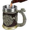 LearnLyrics Boccale Vichingo da Birra in Resina e Acciaio Inossidabile - 600 ml per Whisky - Arredamento Gotico da Uomo
