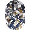 LONGSAO Tappeto Ovale Grande Tappeti Casa Soggiorno Antiscivolo Decorativo Tappeto Patchwork di graffiti a strisce quadrate blu e marroni，110 x 190 cm